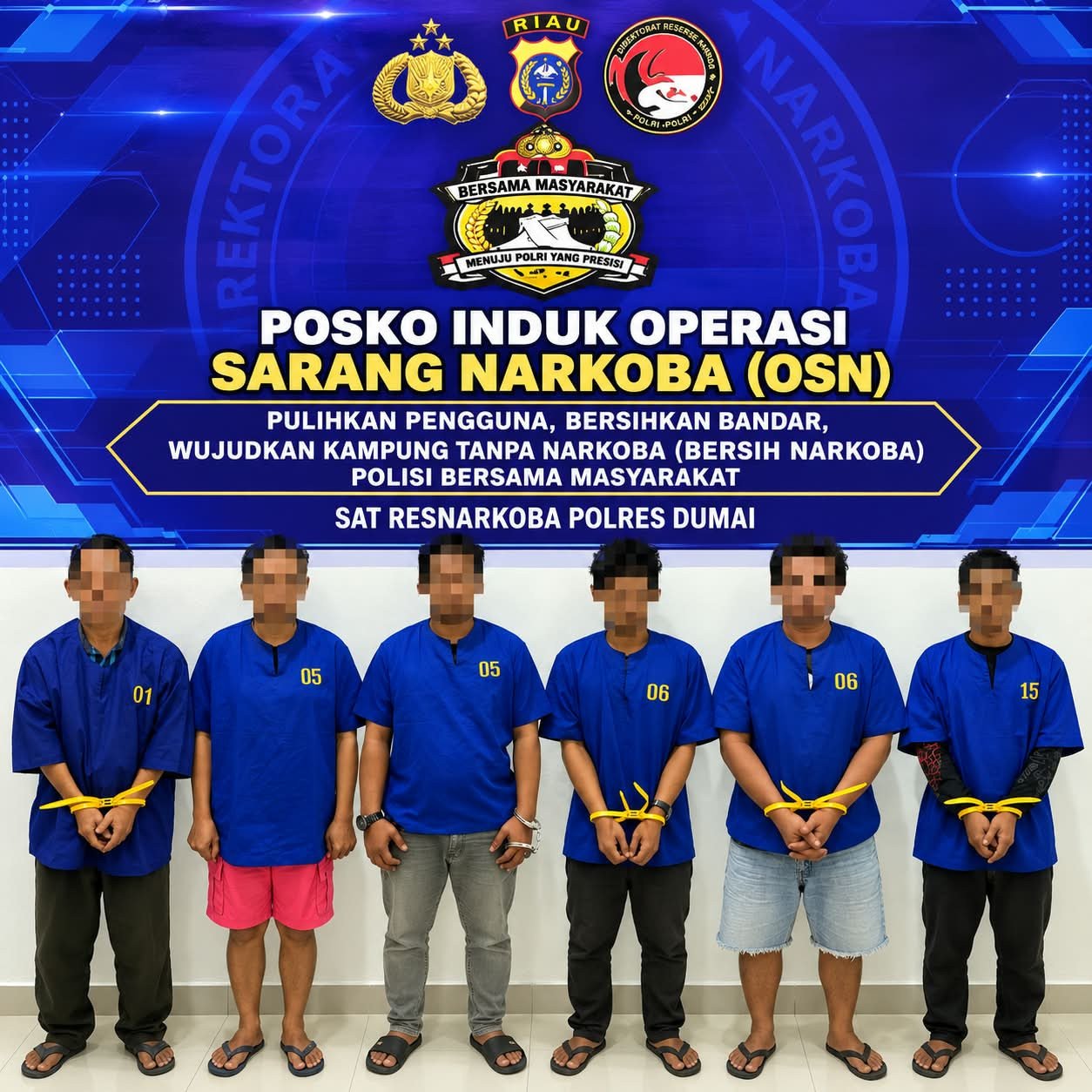 Sasar Tiga Jalan di Kelurahan Laksamana, Razia Gabungan Temukan Enam Orang Positif Narkotika